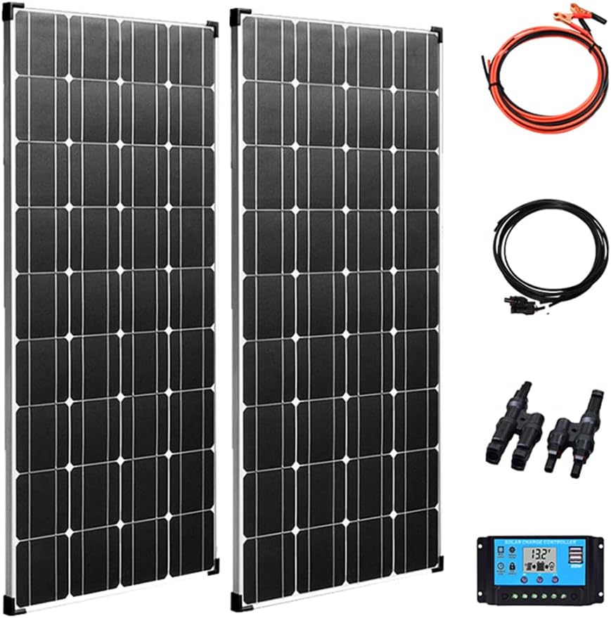 Solar Panel 600W 2X 300W PET Flexible Solar Panel Portable Mono Solar Battery Charger with Controller for Car Yacht Battery Boat,with 40A Controller …