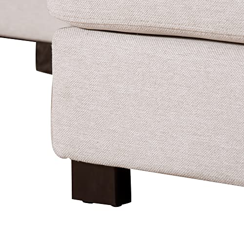 RWRAPS Modern Linen Sectional Sofa Set Convertible Corner Couch w/Removable Ottomans Chaise &Padded Seat/Cushions for Reception Room,Free Combination Living Room Set w/Wide Armrest&Wood Legs for Home
