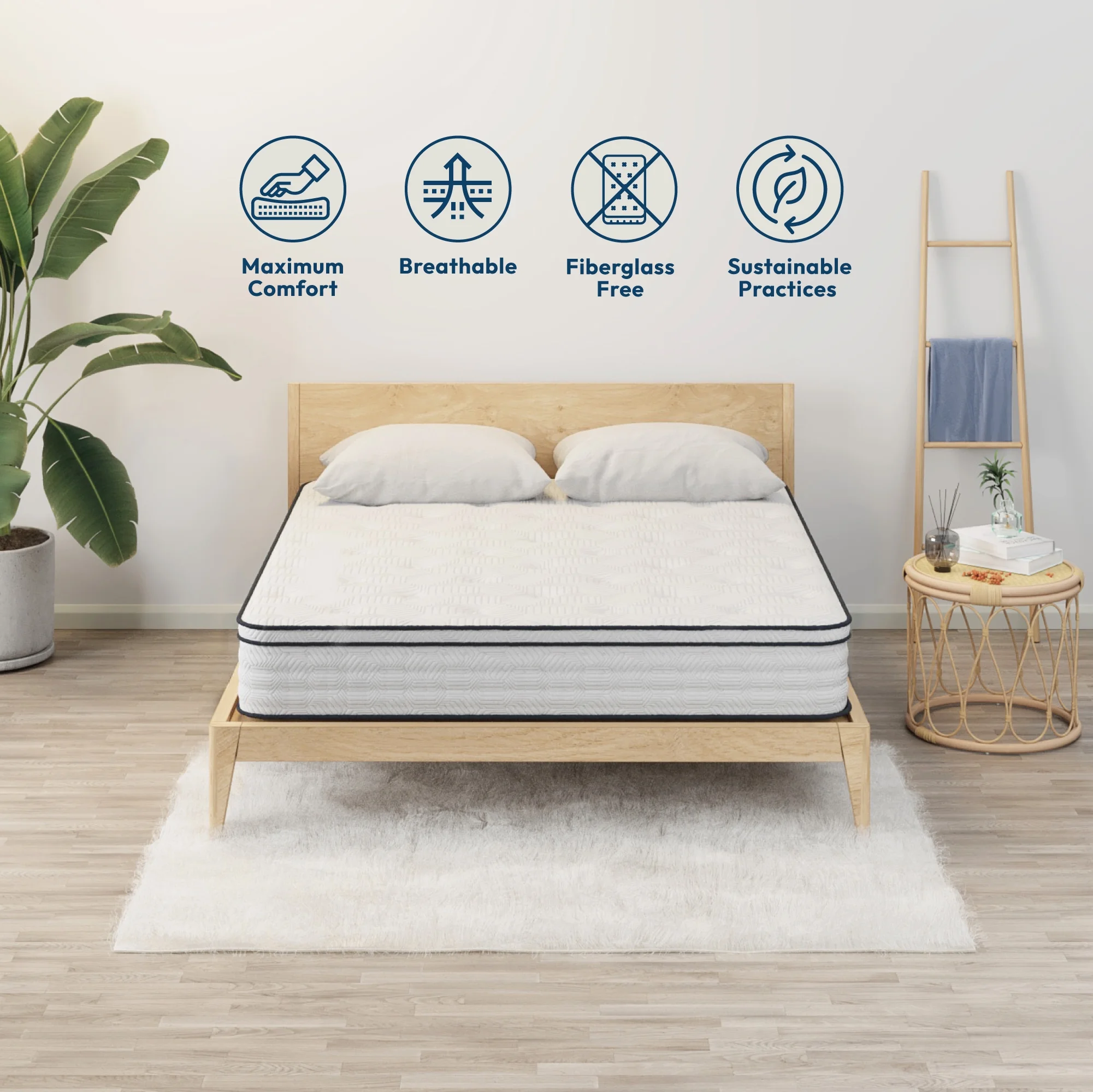 12 Full Mattress, Hybrid  Pocket Spring & Comfort Foam Mattress, Medium, CertiPUR, Mattress in a Box, Sleephome