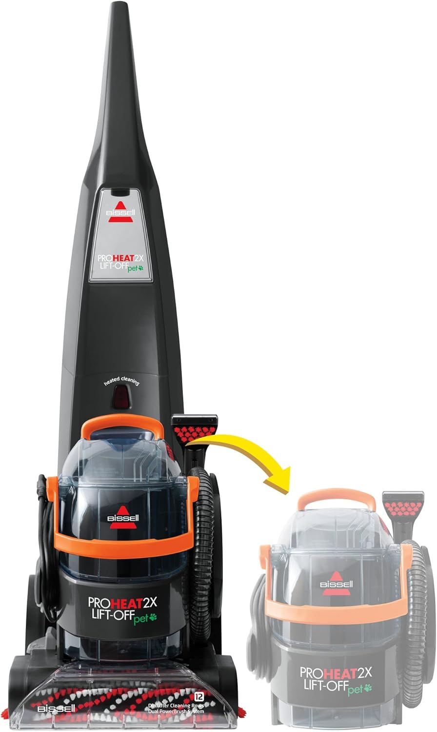 BISSELL 2-in-1 ProHeat 2X Lift-Off Pet: Portable Spot & Stain Cleaner + Full Size Carpet Cleaner, Car/Auto Detailer, 15651