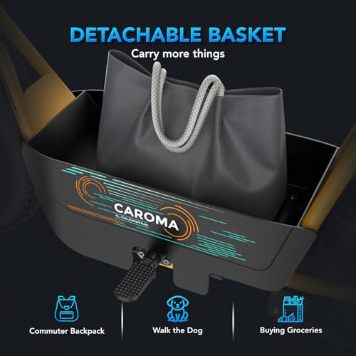 Caroma Peak 800W/1200W Electric Scooter with Seat, 16" All Terrain Fat Tire Electric Dirt Bike, Max 25/30Miles Ranges, Top Speed 20Mph, Electric Motorcycle Bicycle with Basket for Pets & Cargo