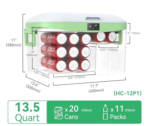 Megiu 12 Volt Car Refrigerator, Portable Freezer Compressor Cooler -18~+15℃ with 12V / 24V DC 110～240 Volt AC