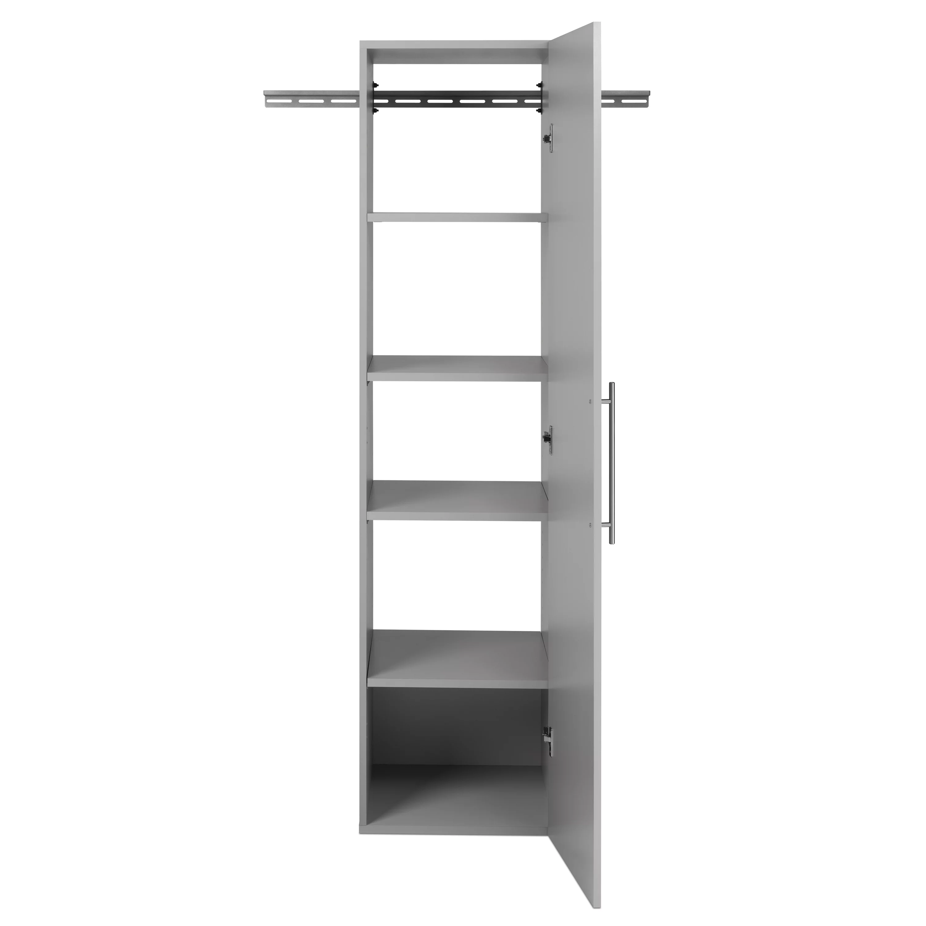 Prepac HangUps Narrow Wall Mounted Garage Storage Cabinet, 18" W x 72" H x 20" D, Light Gray