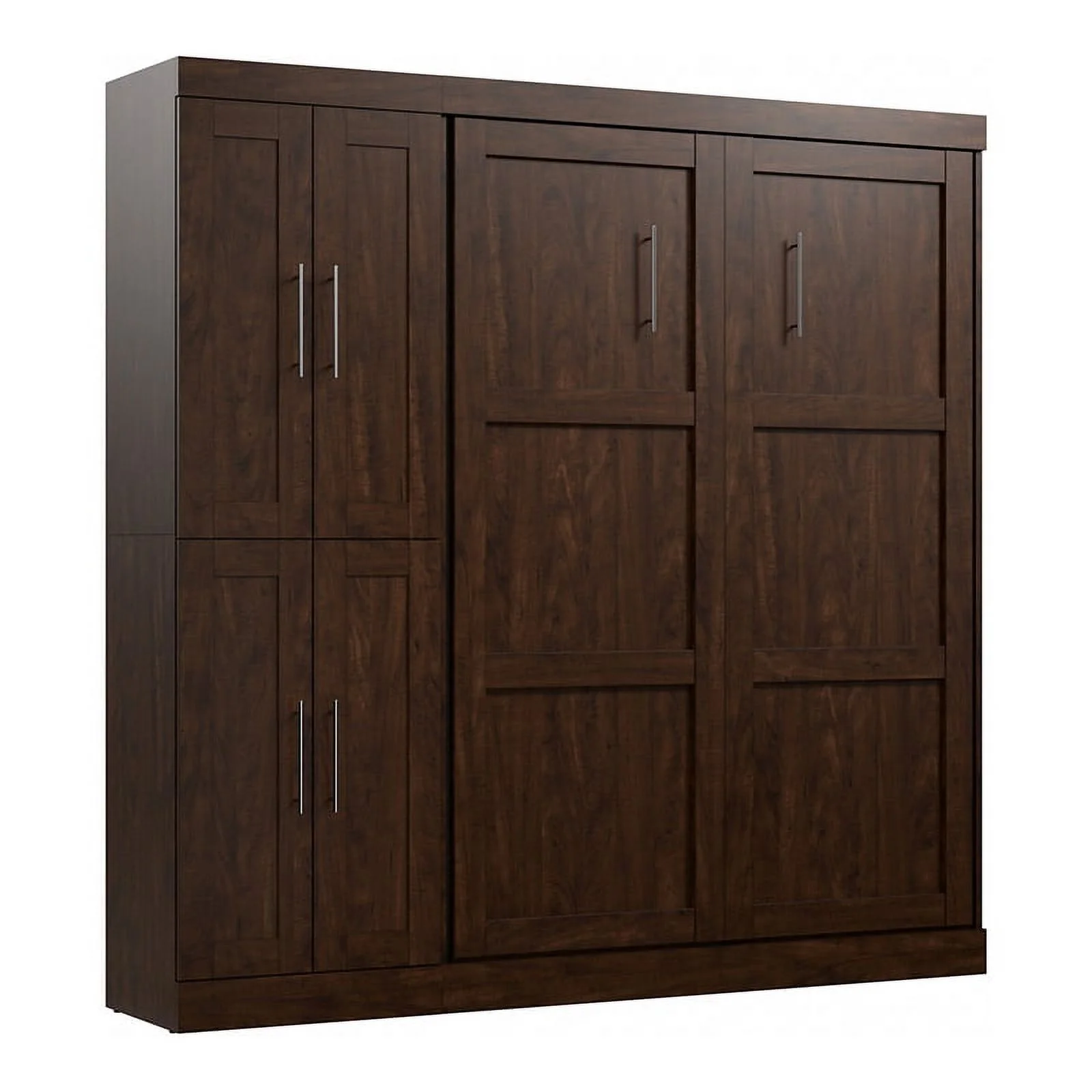 Bestar Pur 84W Engineered Wood Full Murphy Bed w/ Closet Organizer in Chocolate - Curated Treasures Market