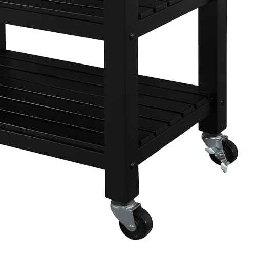 Convenience Concepts Ellaine 4 Tier Butcher Block Kitchen Cart with Drawer and Wine Rack