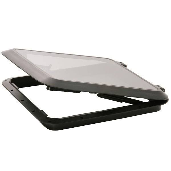 Bomar Molded 20x22 Square Deck Hatch, Smoke Lens, White FR by Go2marine