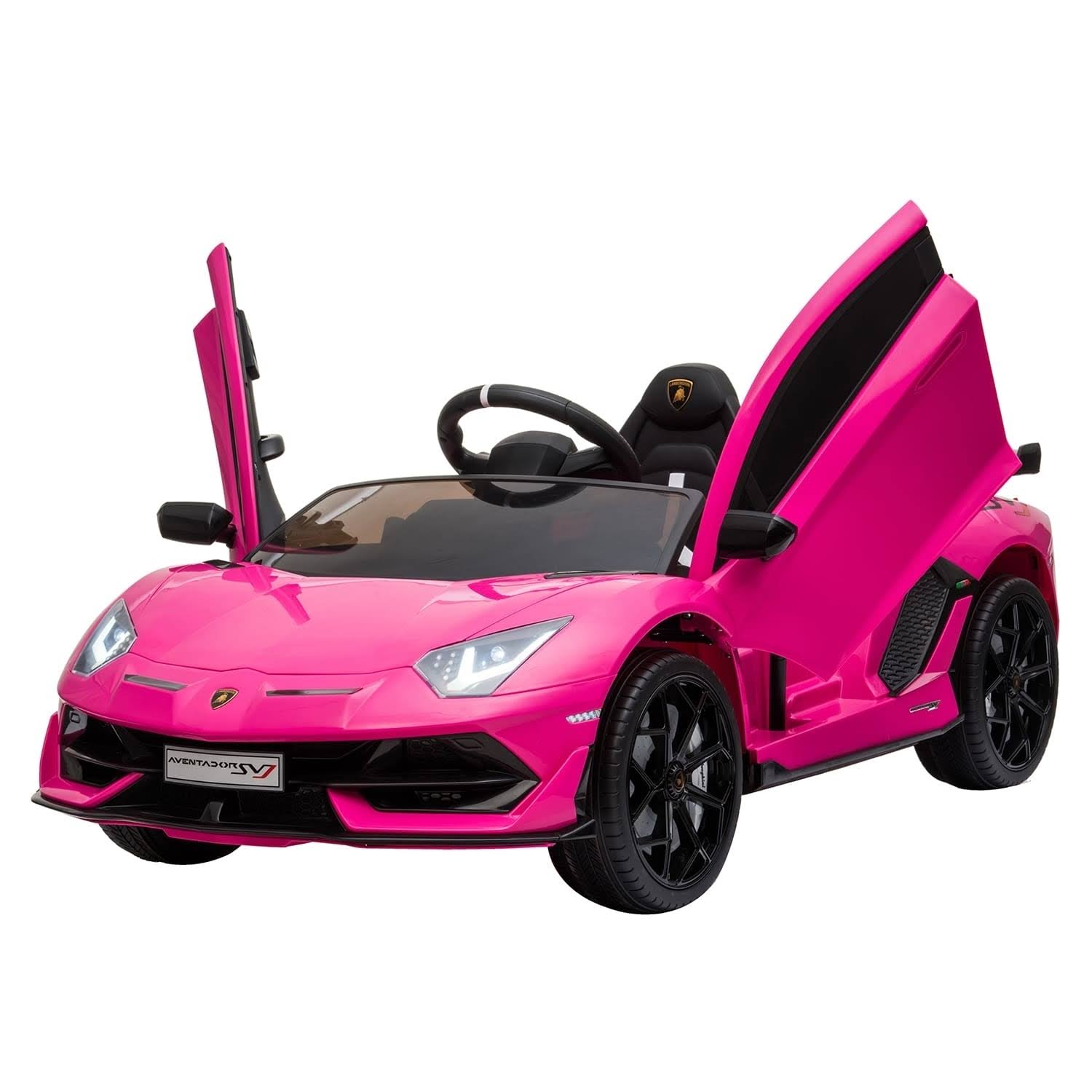 Truemax 12V Kids Electric Ride on Car Lamborghini Aventador SVJ w/ Remote Control u0026 LED Lights - Pink