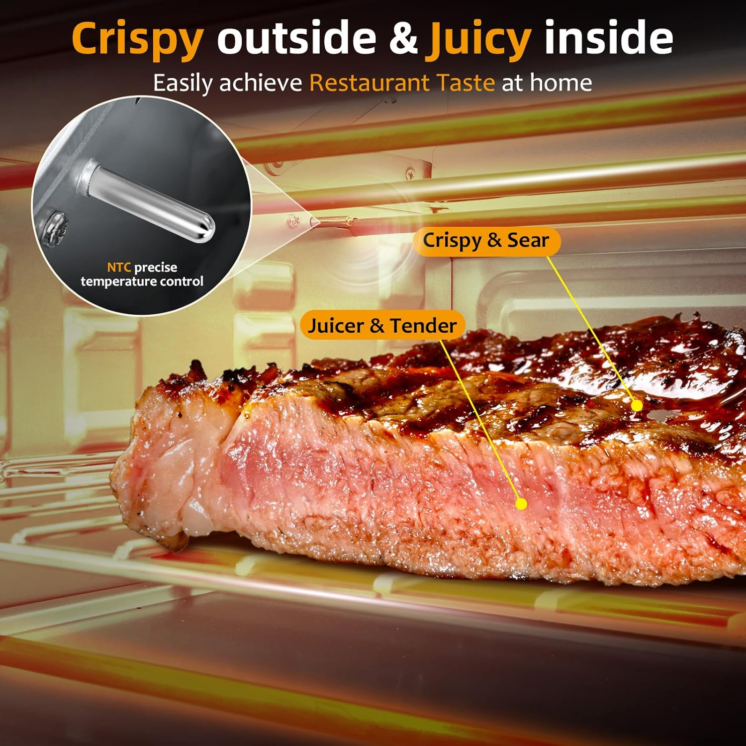 Digital Air Fry Countertop Oven, Air Fryer Toaster Oven Combo Flip UP Save 50% Space, 9 in 1 Electric Indoor Countertop Pizza Oven Air Fryer Easy Clean