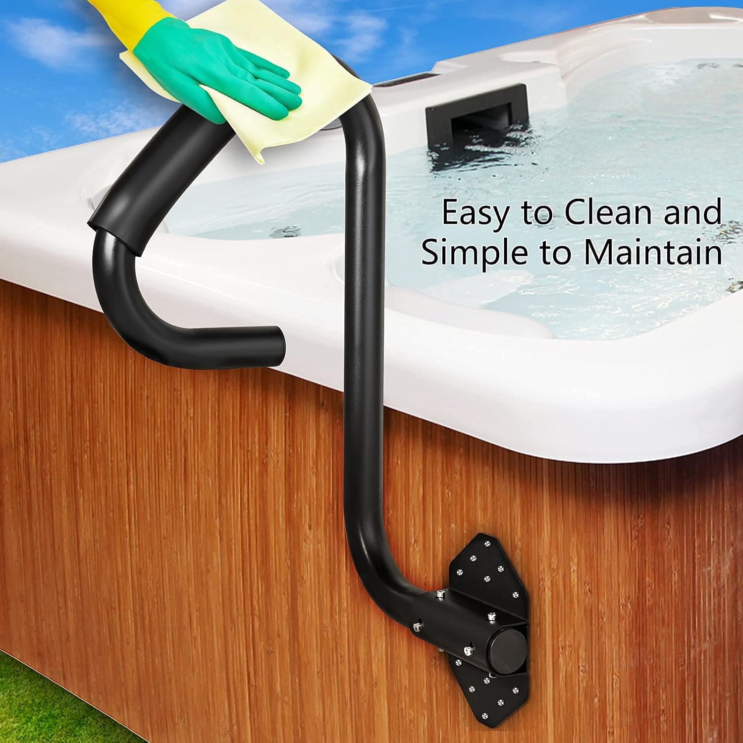 VEVOR Hot Tub Handrail 600LBS Capacity Spa Safety Rail Stationary Heavy Iron Under Mount Handrail Hot Rail with Sponge Rubber Grip Matte Design Hot Rail Tube for Access Spa Pack of 2