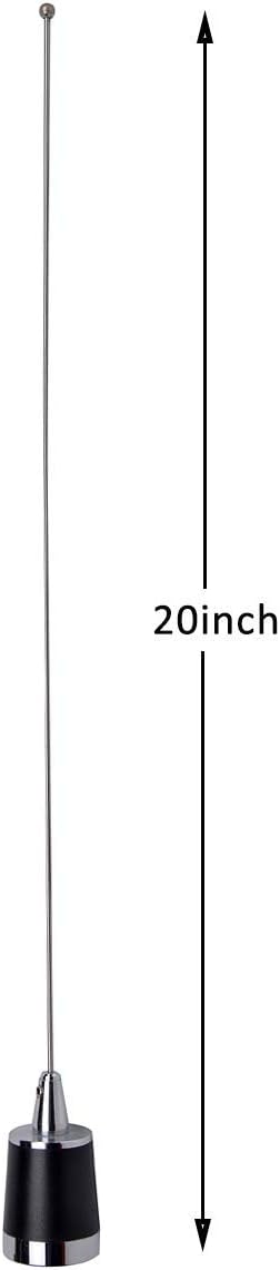 HYS TCJ-N1 Dual Band NMO 144Mhz/430Mhz Mobile FM Transceiver 2M/70cm Antenna with 13 ft RG58 Coax Cable NMO to UHF PL259 Connector for Yaesu Kenwood HYT Vertex Icom Mobile Radios