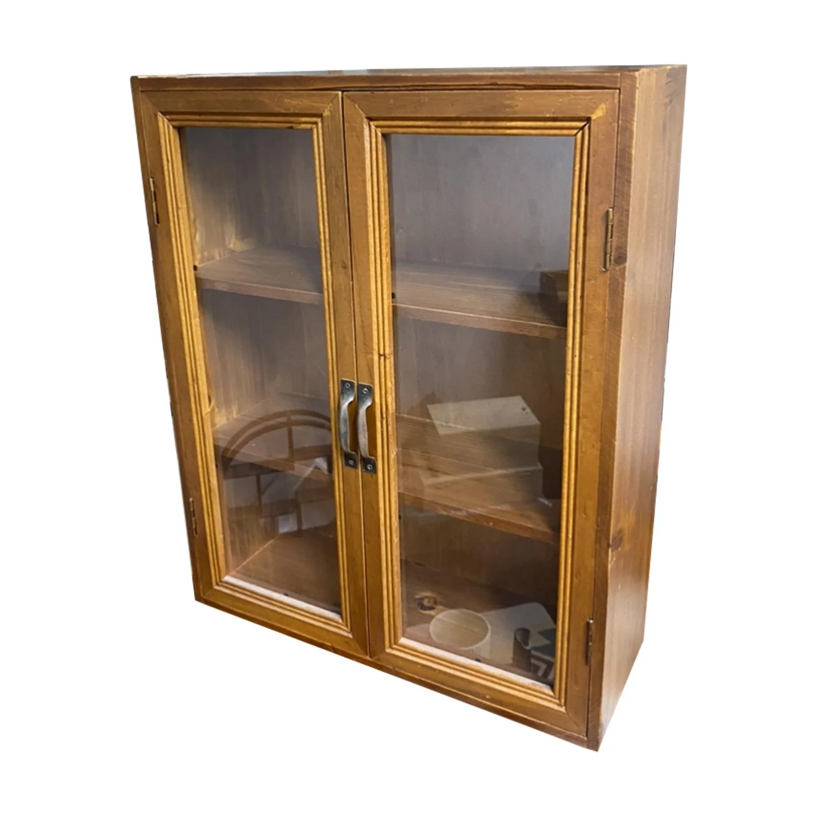 Retro Storage Cabinet Organizer Tabletop Showcase Small Rustic Display Cabinet Storage Shelf for Dresser Bedroom Living Room Style C