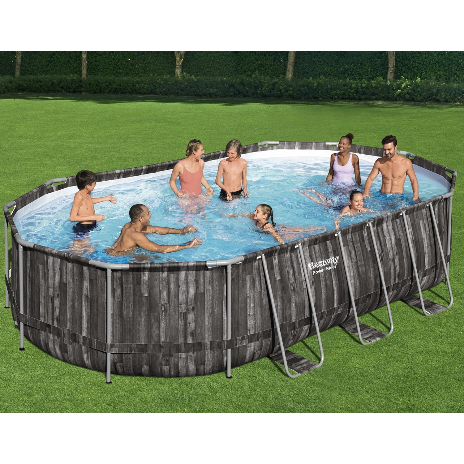 Bestway Power Steel 18' x 9' x 48 Oval Above Ground Outdoor Pool Set