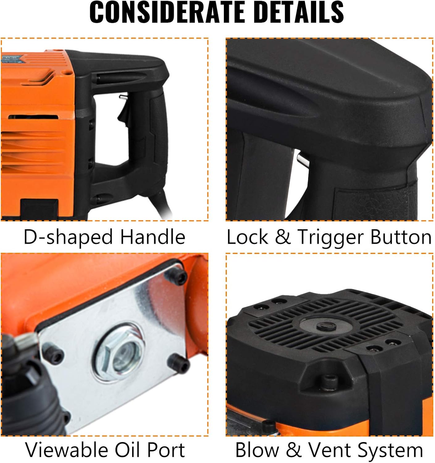 Mophorn 3500W Electric Demolition Hammer Heavy Duty Concrete Breaker 1400 BPM Jack Hammer Demolition Drills with Flat Chisel Bull Point Chisel (3500 W)