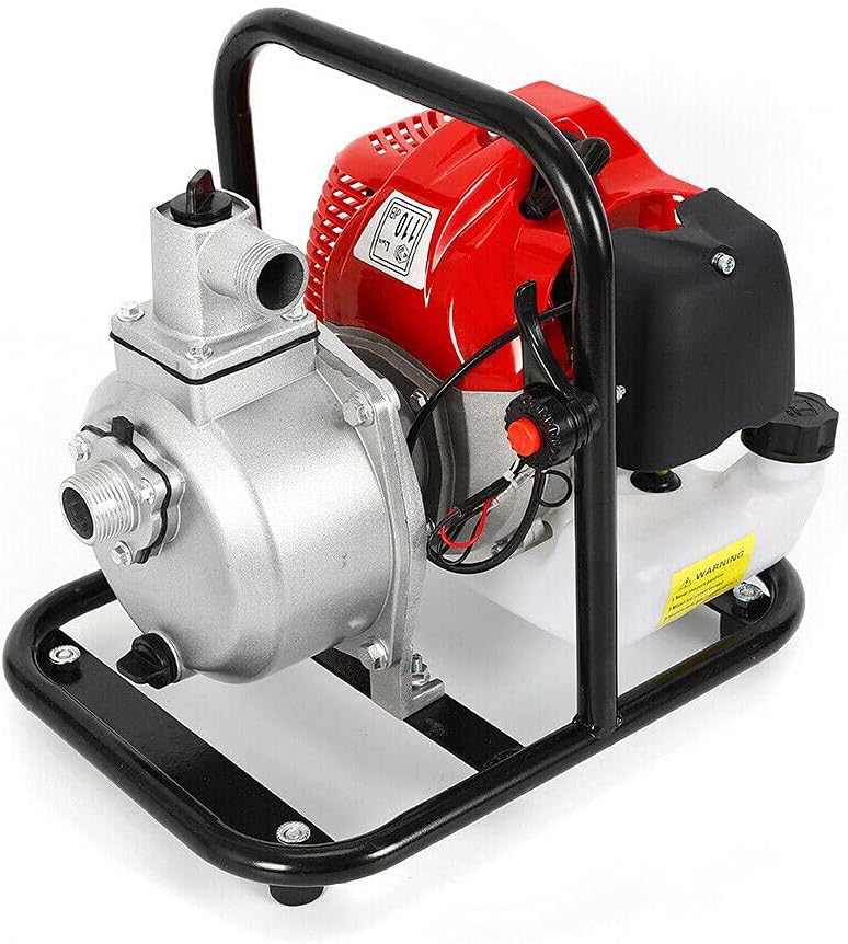 Gasoline Water Pump 1 Inch 43CC 2 Stroke 1.7HP Petrol Water Transfer High Pressure Pump for Irrigation Pool, Landscaping or Gardening Irrigation