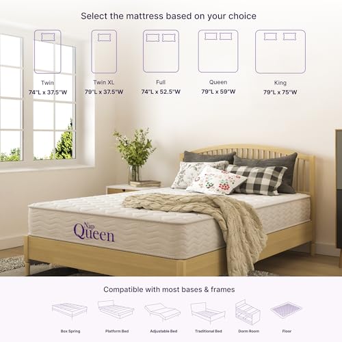 NapQueen 6 Inch Innerspring Twin Size Medium Firm Support Relief Mattress, Bed in a Box, White