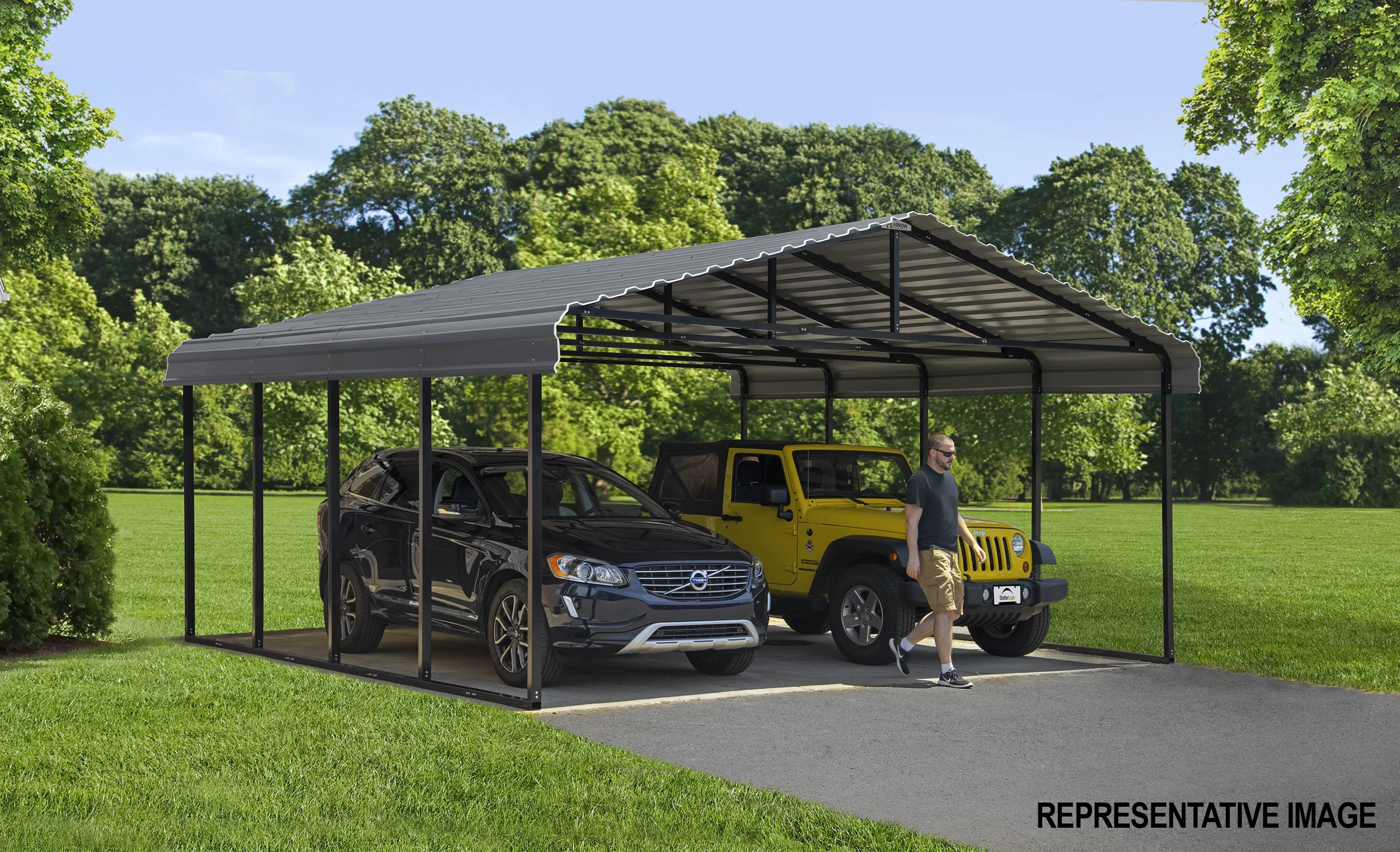 Arrow Carport, 20 ft. x 29 ft. x 9 ft. Charcoal