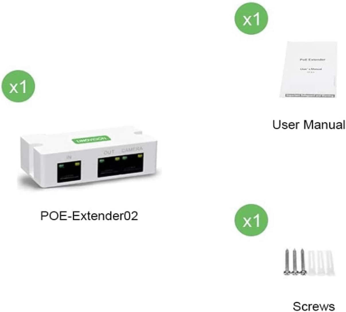 LINOVISION Mini Passive 2 Port POE Extender IEEE 802.3af/at POE Repeater Up to 1000ft Power Over Ethernet Over Cat5/6 Cable, POE Splitter to 2 POE Devices Like IP Cameras, IP Phone, Wireless AP