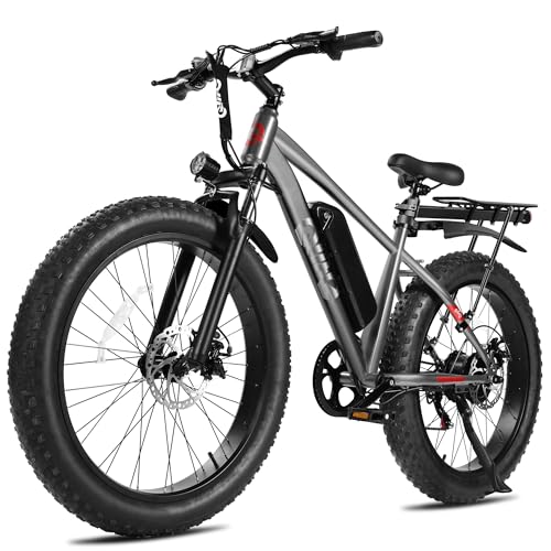 Racer Plus Adult Electric Bicycle, Peak 1000W Motor Electric Bike for Adults, Up to 28MPH 65Miles, 26x4.0 Fat Tire Electric Mountain Bike with 48V 13AH Battery, 7 Speed Front Suspension E Bike