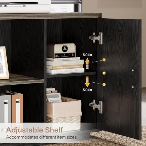 Tribesigns 85.8-Inch L-Shaped Executive Desk with File Drawers, Door Cabinet & Shelves, Extra Large Commercial Office Desk, Modern Professional Office Table, White & Brown Business Furniture
