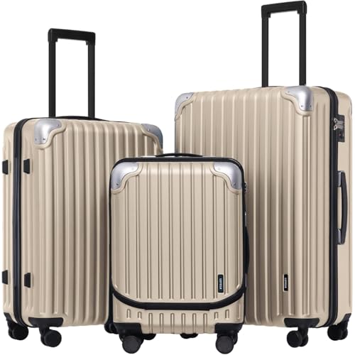 LEVEL8 Grace Carry on Luggage Airline Approved, 20 Inch Expandable Hardside Suitcases with wheels, Abs+Pc Harshell Spinner Luggages with Tsa Lock, Red