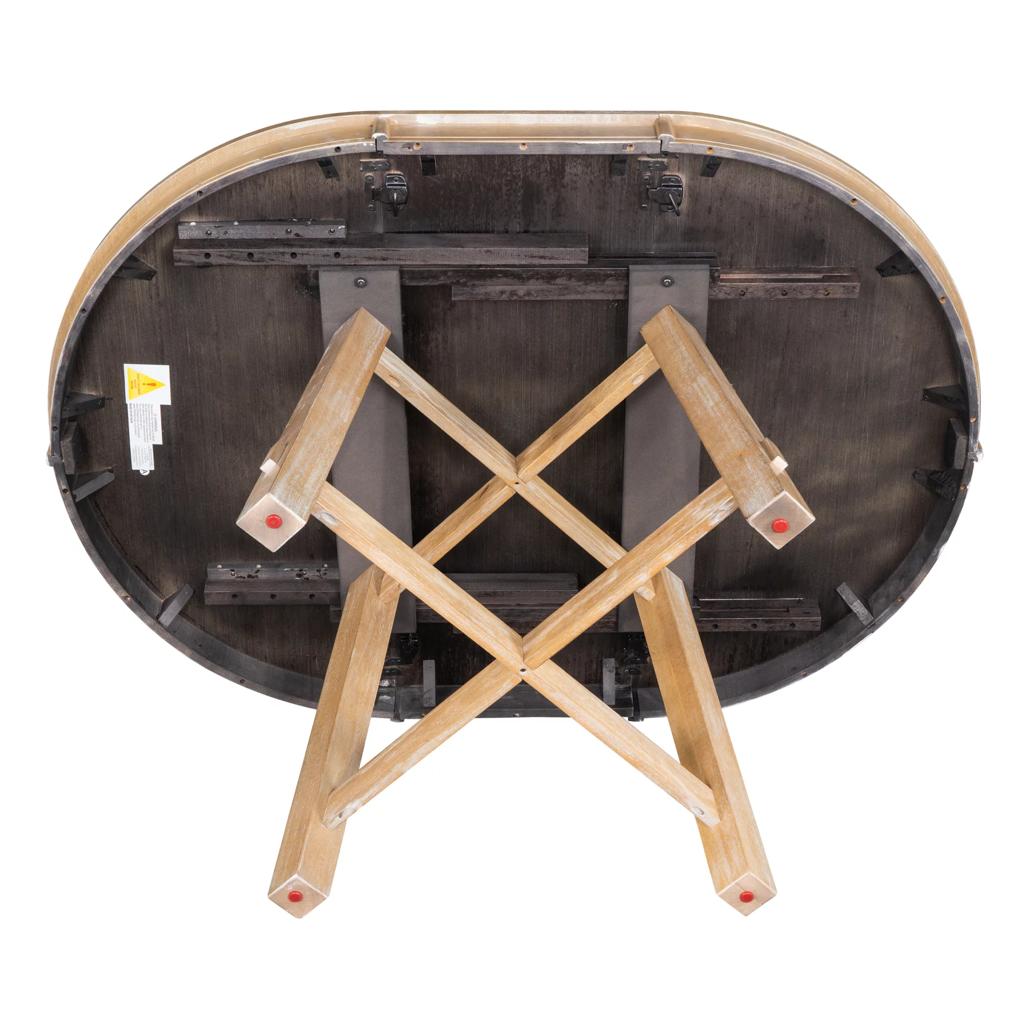 MAICOSY Farmhouse Round Extendable Dining Table 16" (Natural Wood Wash)