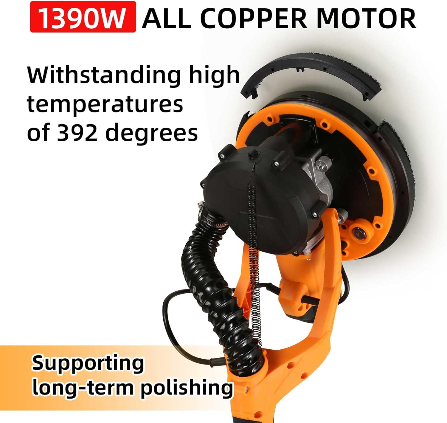 Electric Drywall Sander with Vacuum, 1390W Wall Sander Popcorn Ceiling Removal Tool, 13ft Cord, Extendable & Foldable Handle, Auto Dust Collection, LED Worklights for Wall Ceiling