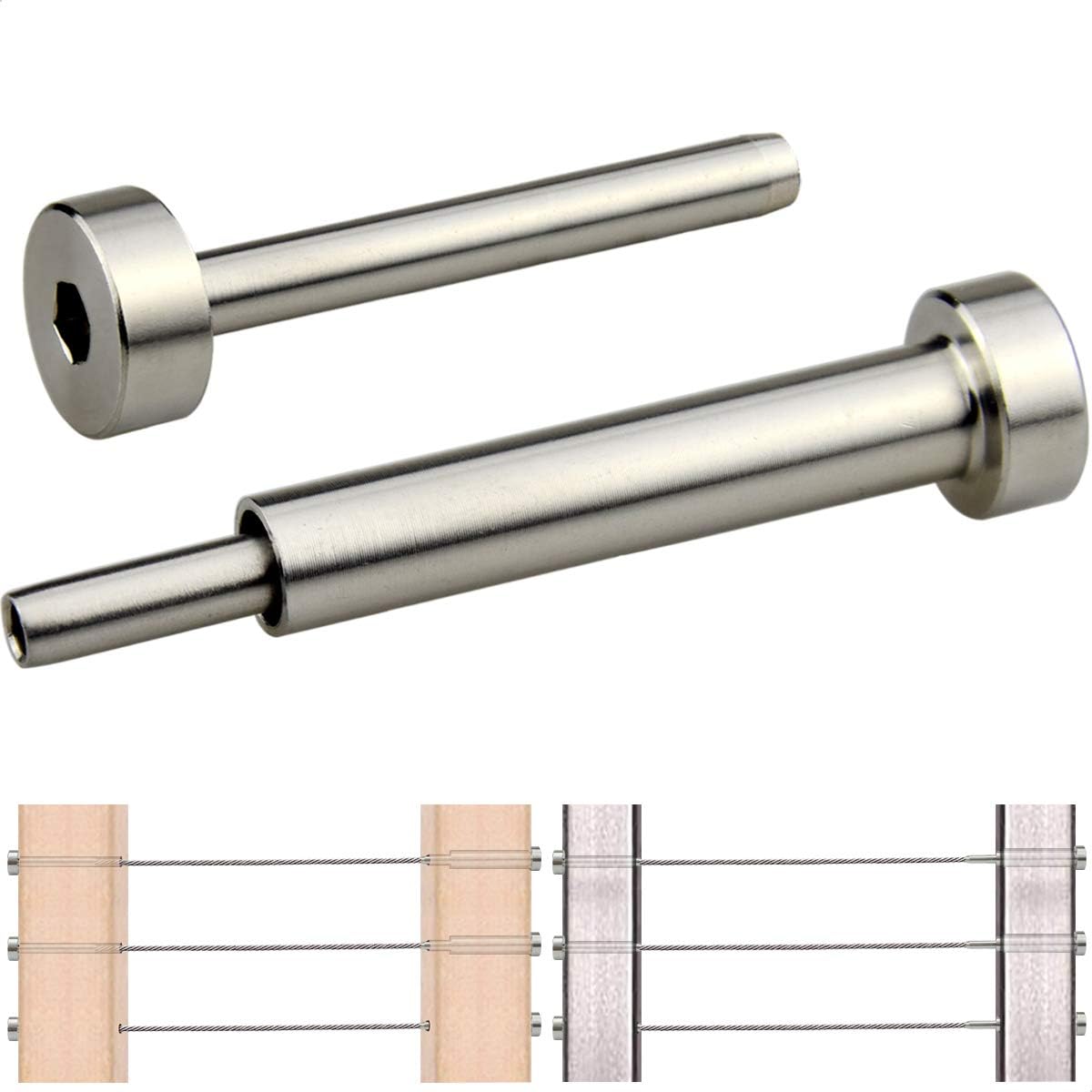 Lulultn Stainless Steel Cable Railing Hardware Kit, for 1/8 Cable Railing System, for Wood & Metal Post, Invisible Turnbuckle Kit 20 Pairs