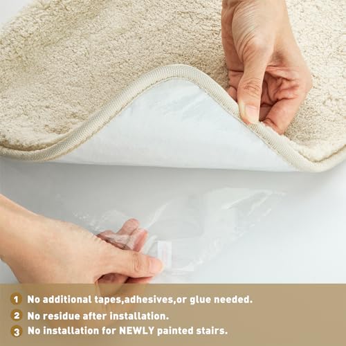 PURE ERA Carpet Stair Treads Ultra Plush Soft Bullnose Indoor Stair Protectors Pet Friendly Non-Slip Skid Resistant Tape Free Washable Reusable