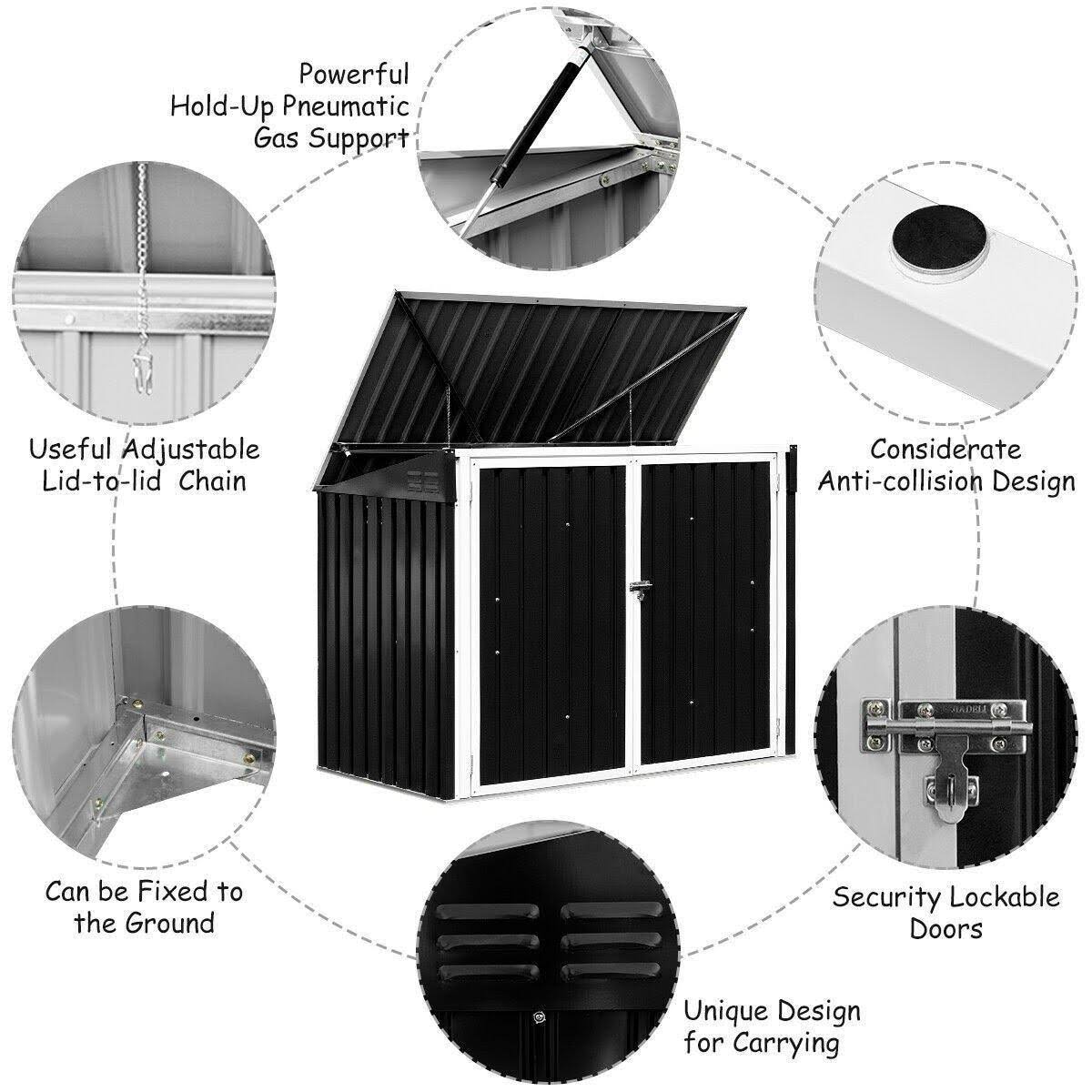 Costway Horizontal Storage Shed 68 Cubic Feet for Garbage Cans