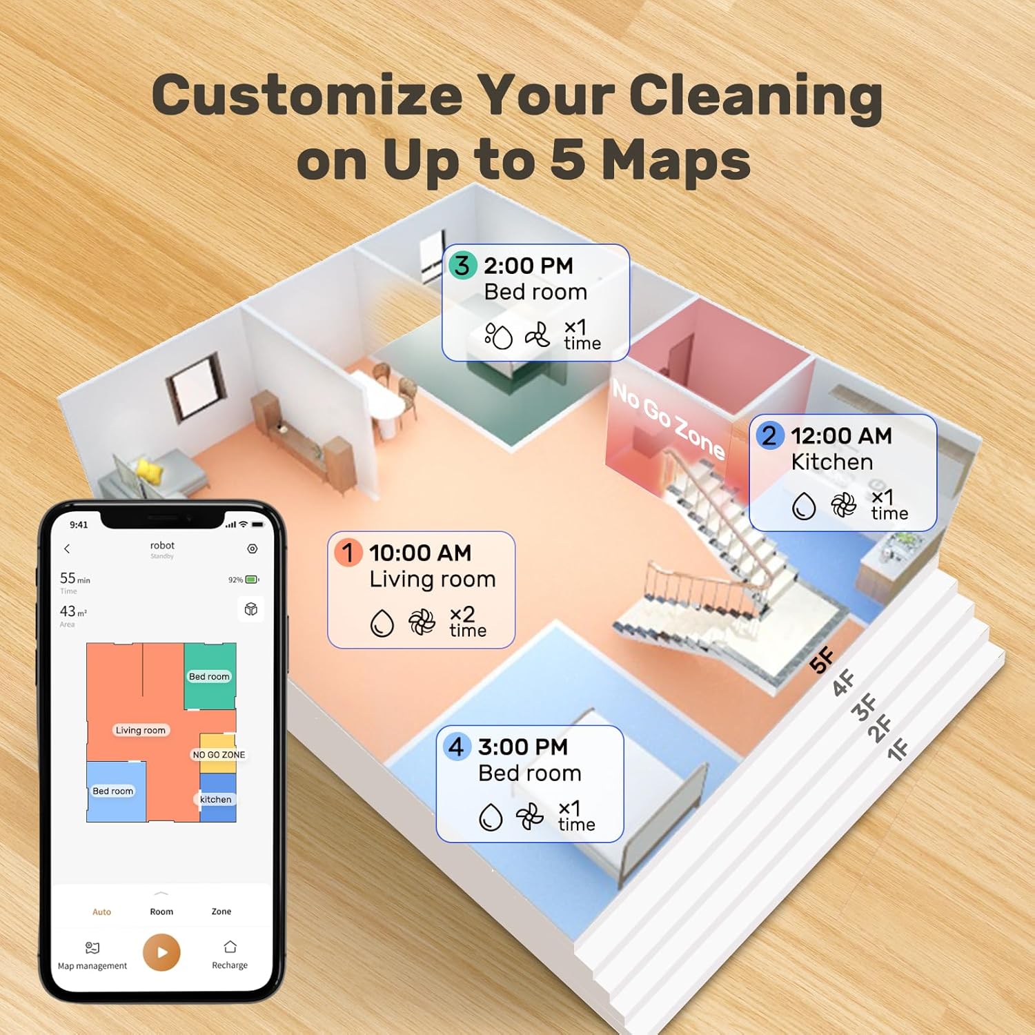 Verefa Self Emptying Robot Vacuum and Mop Combo, 5000Pa Suction, 70-Day Capacity, 260min Runtime, Lidar Navigation, Wi-Fi/App/Alexa Control, Robotic Vacuum Cleaner for Hard Floors, Carpets, Pet Hair