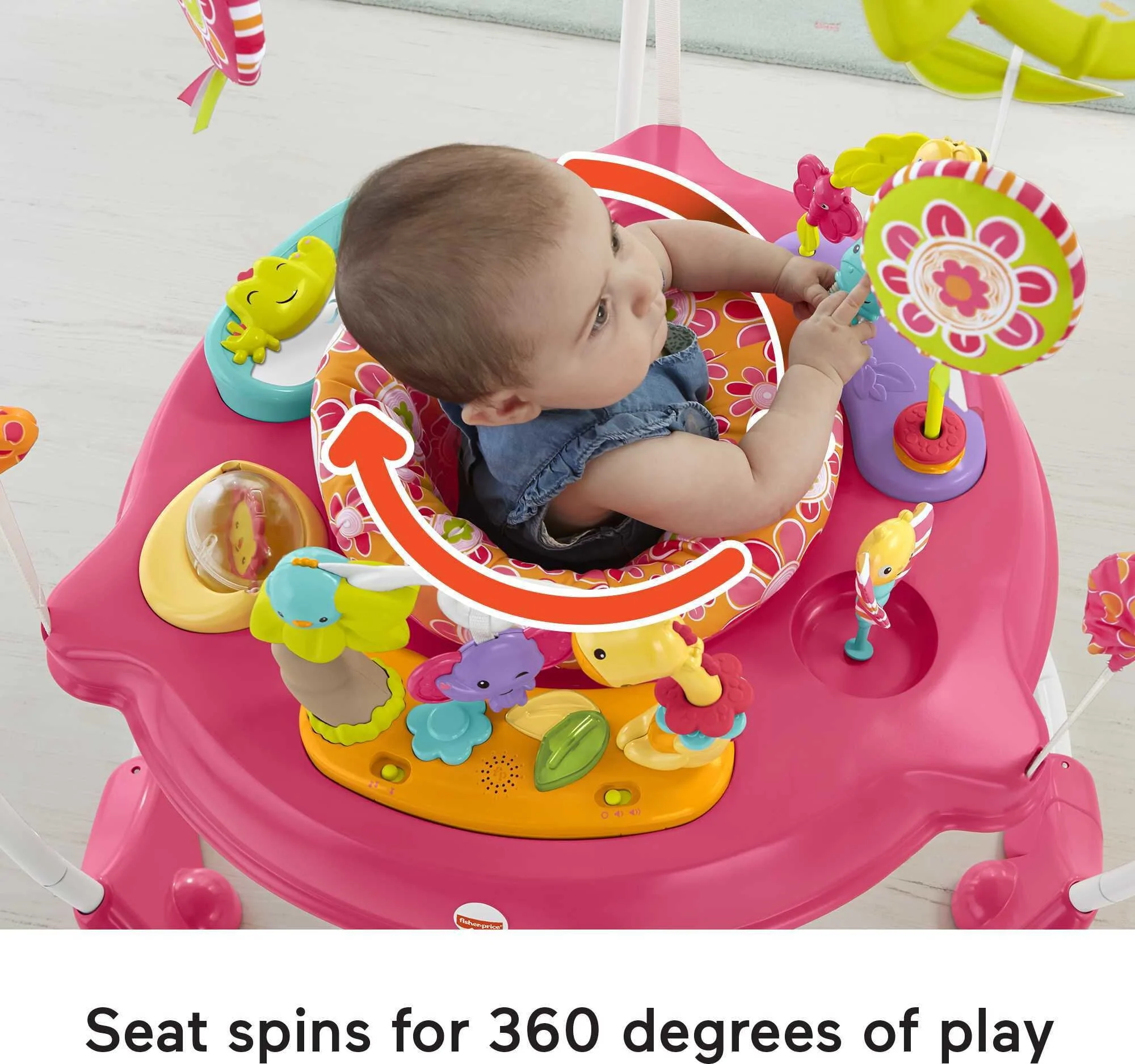 Fisher-Price Baby Bouncer Pink Petals Jumperoo Activity Center with Music and Lights