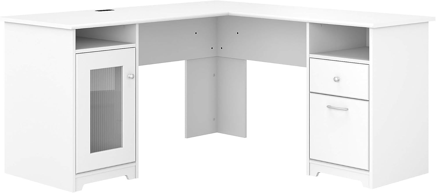 Bush Furniture Cabot L Shaped Computer Desk, Heather Gray