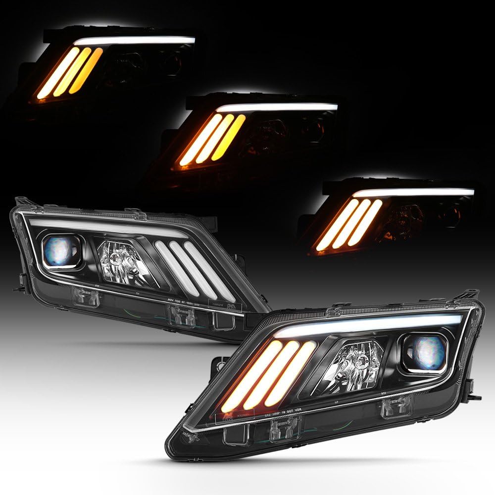 ACANII - For Black 2010-2012 Ford Fusion LED [SEQUENTIAL Signal] DRL Projector Headlights Headlamps Left + Right