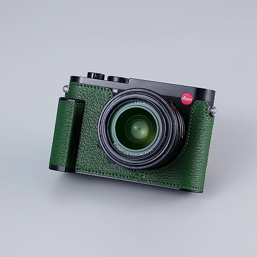 Camera Half Case for Leica Q3,SIUTATDSH Vintage Metal Genuine Leather Camera Protective Cases Stylish Portable Shockproof (BlackC)