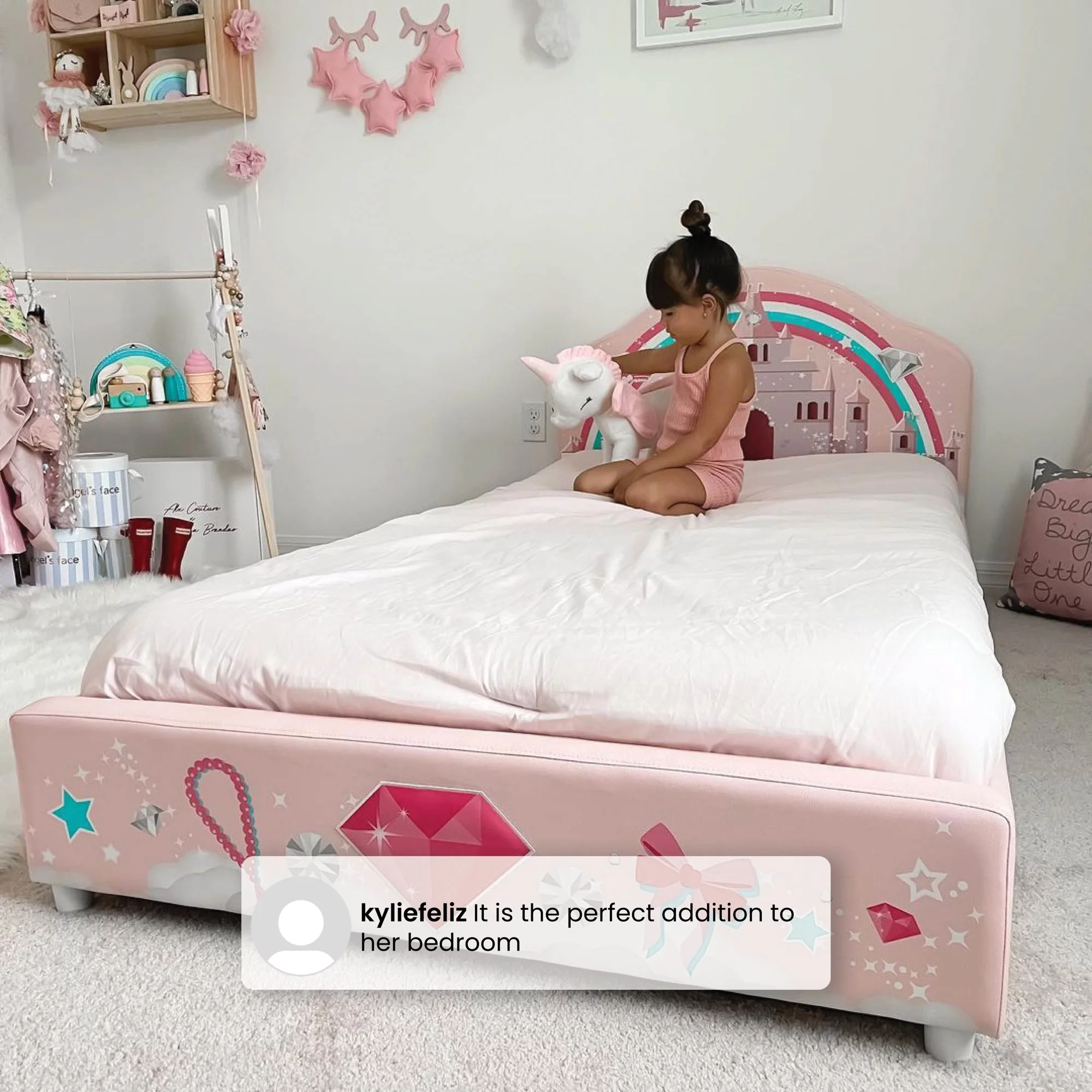 Delta Children Princess Upholstered Twin Bed, Pink