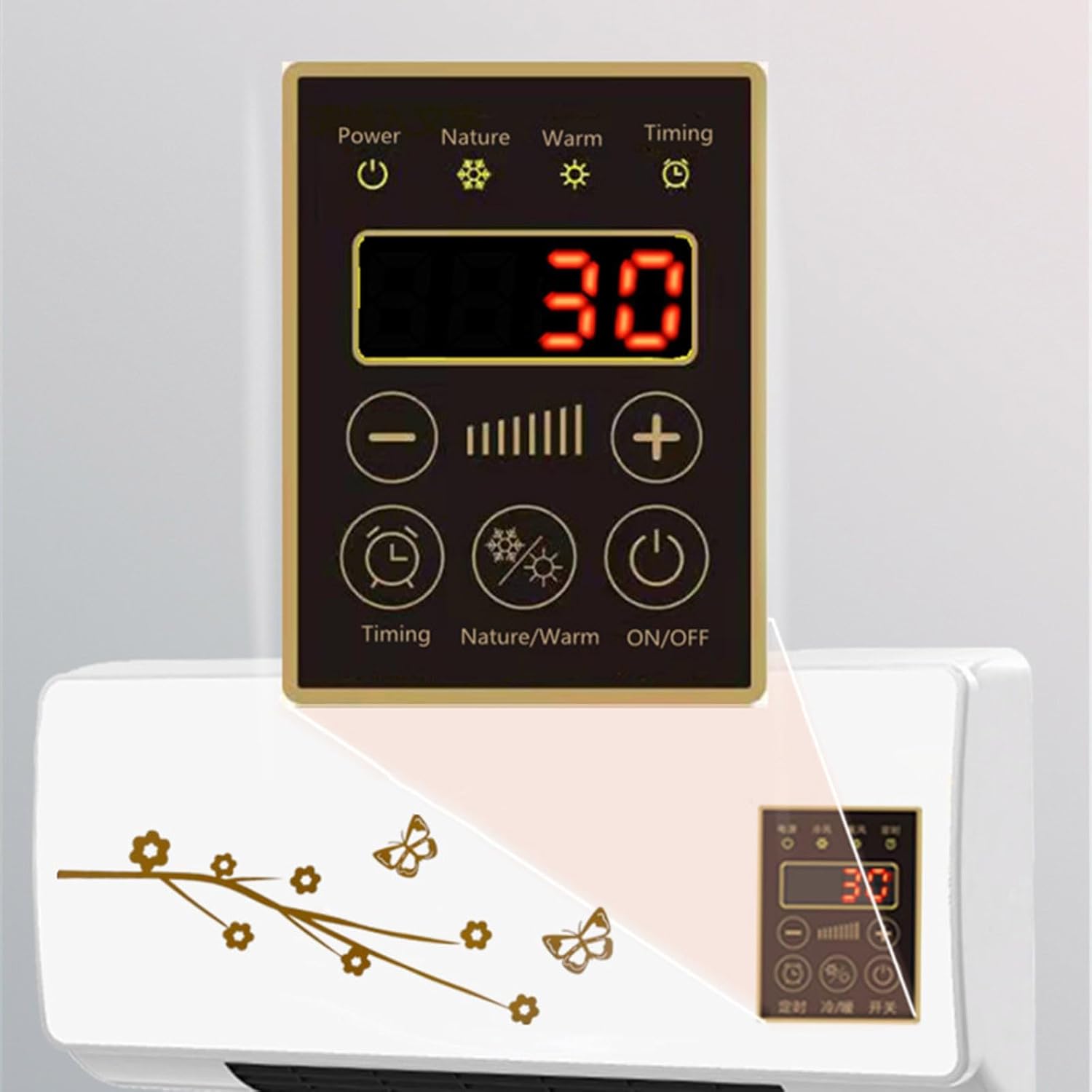 Air Conditioner Ductless Wall Air Conditioner with Remote Control 2024 Wall Air Conditioner for Bedroom Air Cooling Heating Fan for Bedroom Living Room