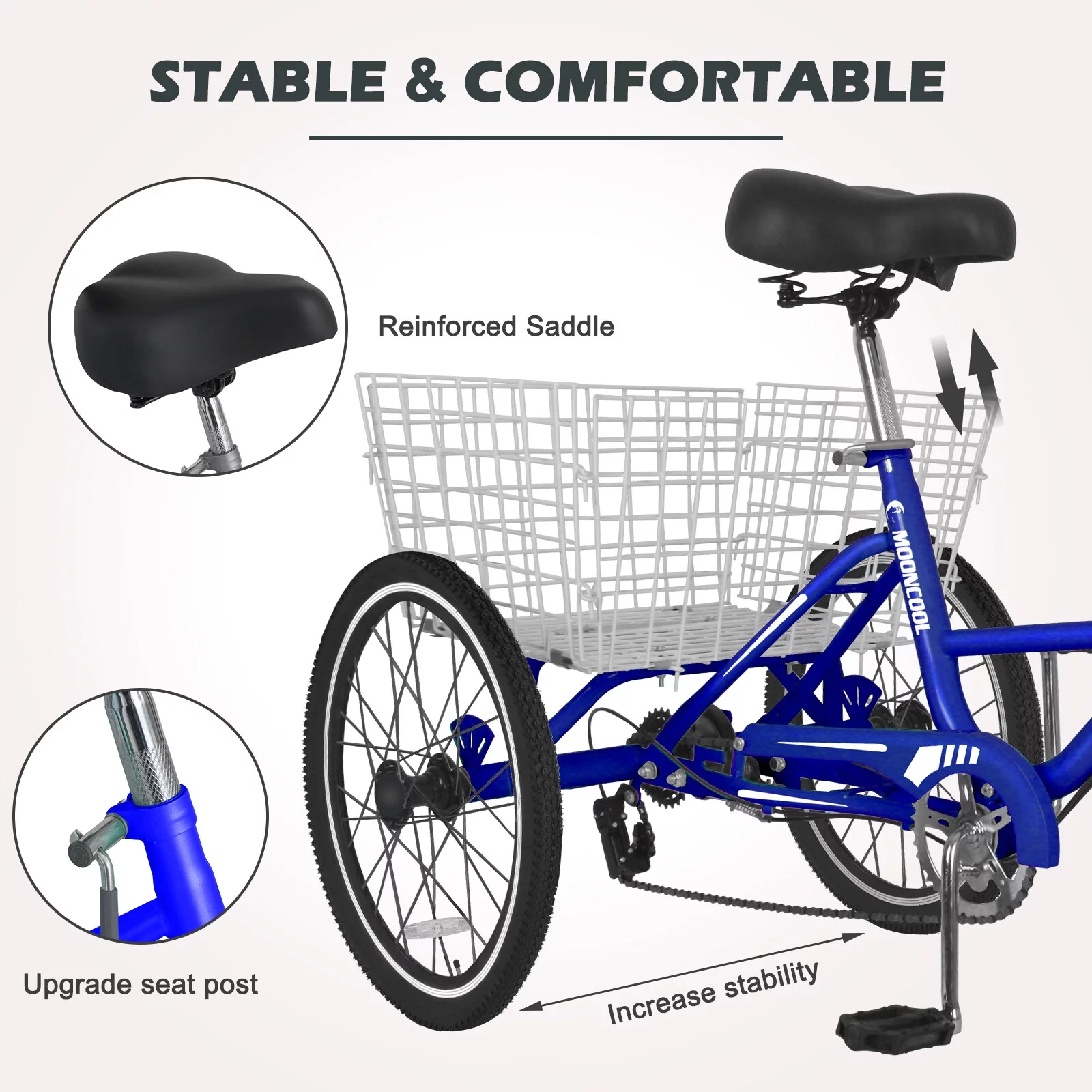 Docred Folding Tricycle for Adults, 24 Inch 7-Speed Trike, 3 Wheels Foldable Bicycle for Adults