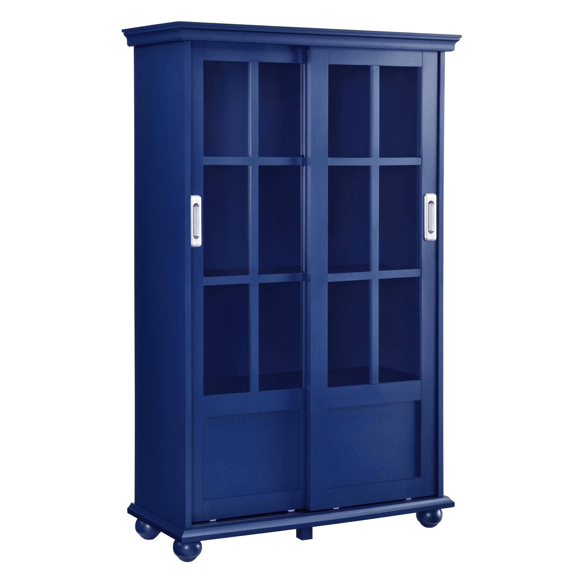 Sona Bookcase with Sliding Glass Doors, N/A / Blue