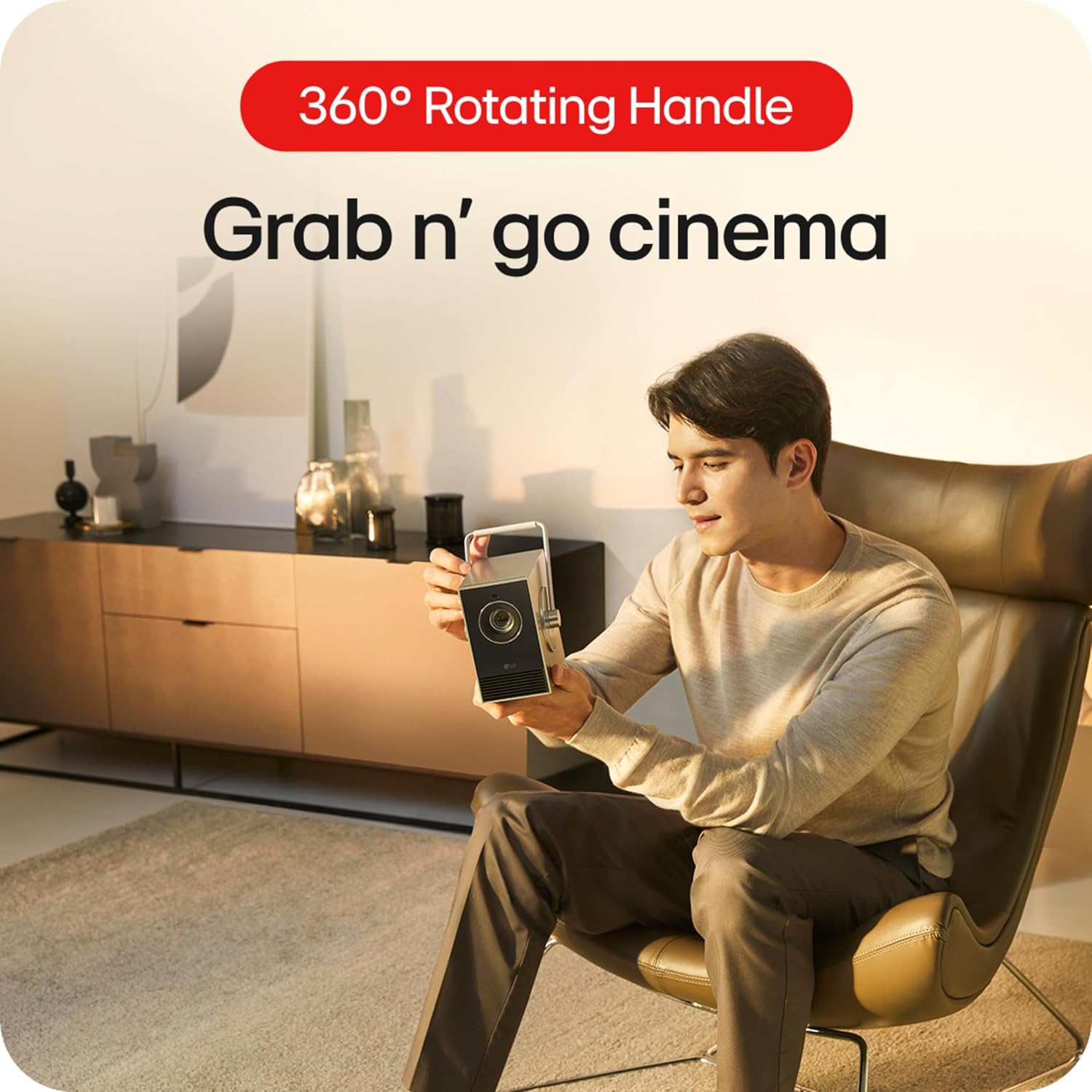 LG CineBeam Q HU710PB 4K Smart Portable Projector with Auto Screen Adjustment, Auto Focus, RGB Laser, Up to 154% DCI-P3