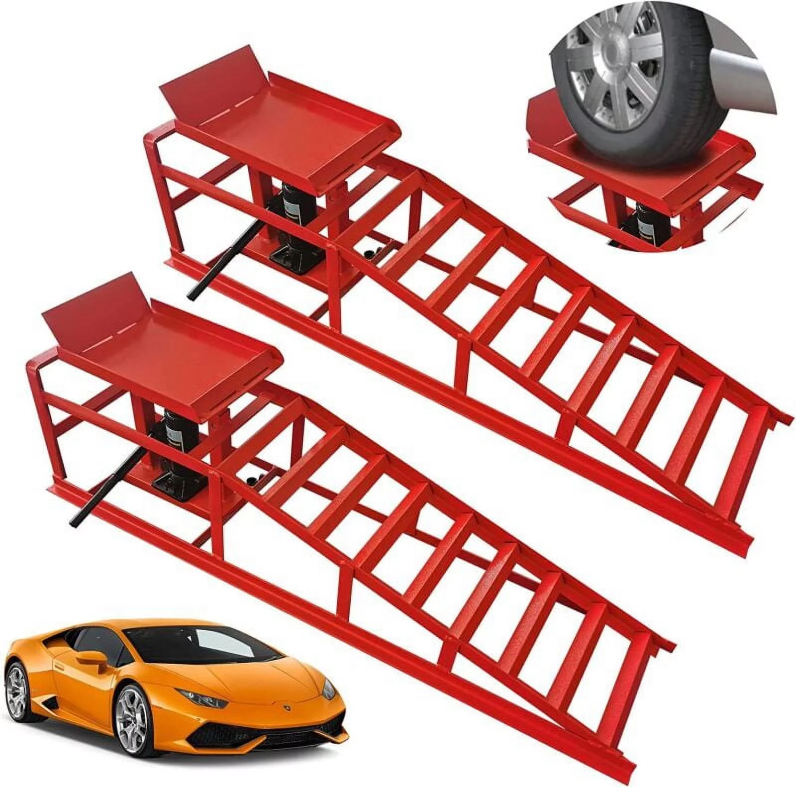 EAYSG Car Ramp Lifts - 2PCS Auto Car Truck Service Ramps Lifts, 10000lbs Heavy Duty Hydraulic Car Ramps Lift for Car Repair - Curated Treasures Market