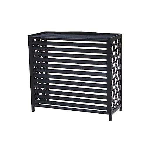 LLYLAFDC Outside Air Conditioning Cover Privacy Fence Panels, Wood Air Conditioner Privacy Screen,Condensing Unit Protective Cover, Louvered Storage Shelf for Outside Units