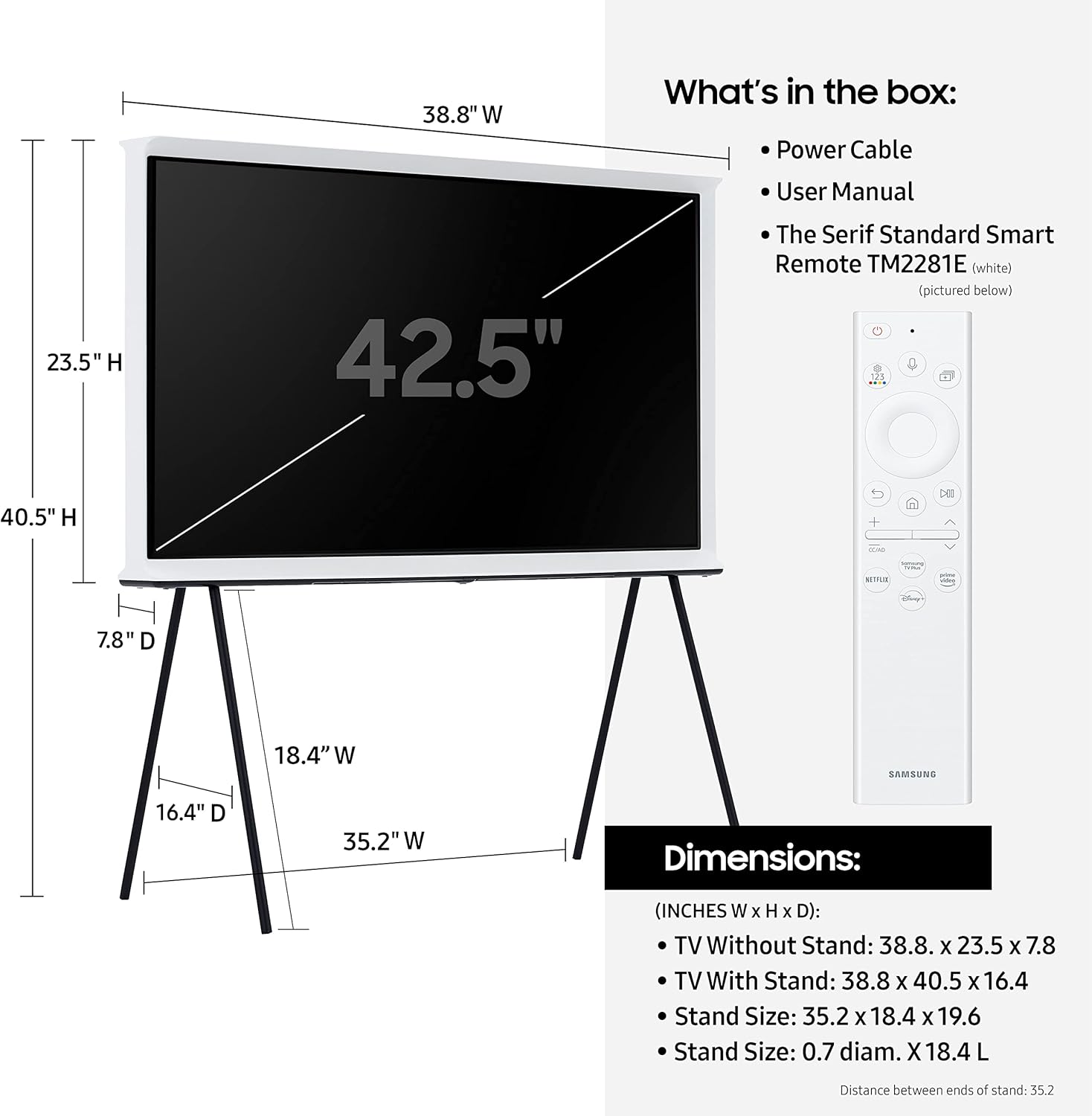 SAMSUNG 43-Inch Class The Serif LS01B Series - QLED 4K Smart TV with Alexa Built-in (QN43LS05BAFXZA, 2022 Model) (Renewed)