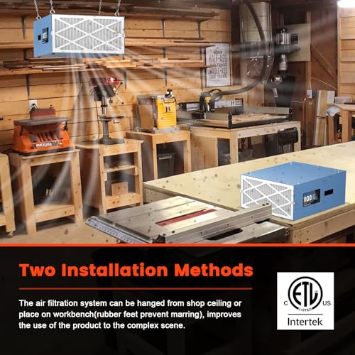 Abestorm Air Filtration System 3-Speed Remote-Controlled (650CFM/850CFM/1100CFM) Built-in Ionizer