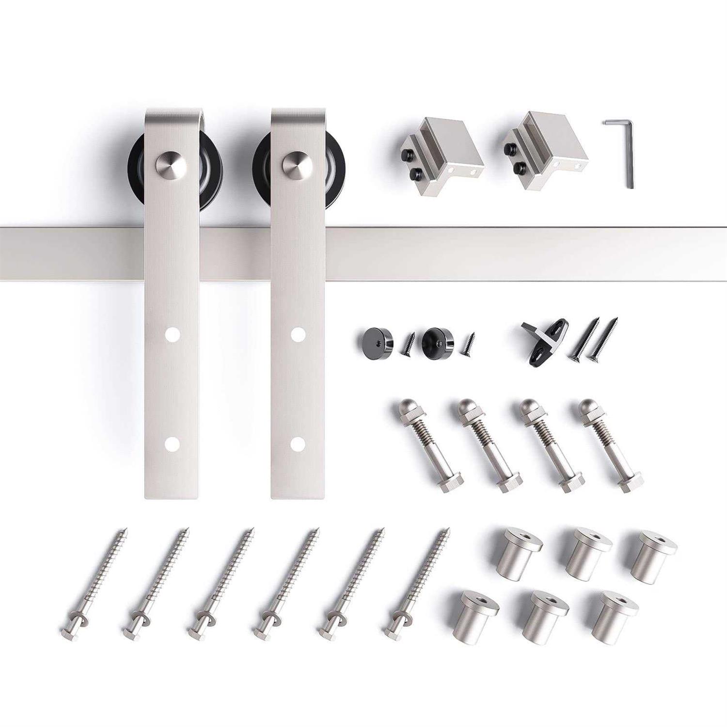 Easelife Brushed Nickel Sliding Barn Door Hardware Track Kit,Basic J Pulley,Heavy Duty,Slide Smoothly Quietly,Easy Install - Shop Hardware Tools Online Store