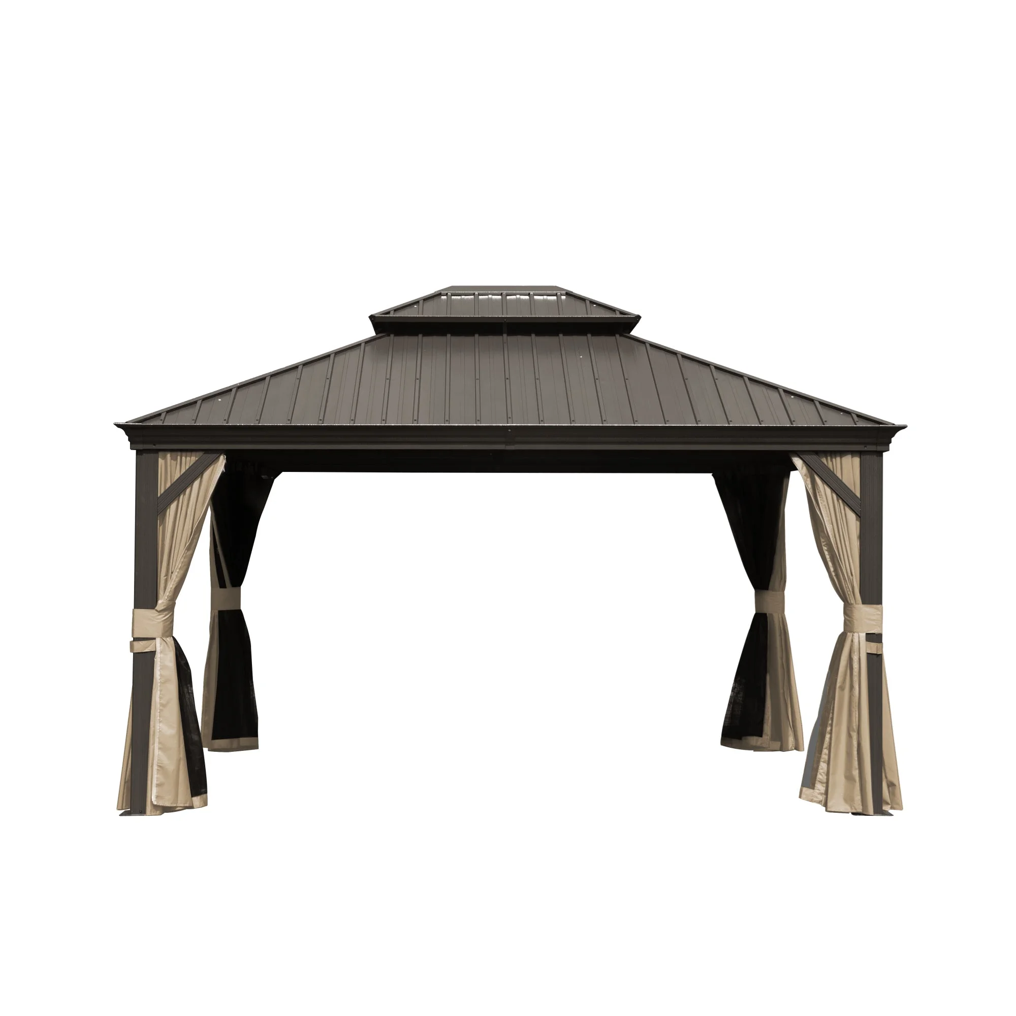 Shana 10 X 12 ft Hardtop Gazebo Outdoor Aluminum  - Brown - Curated Treasures Market