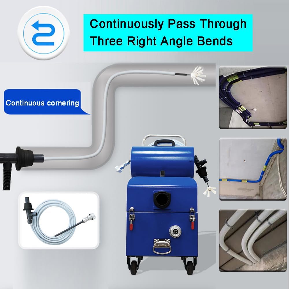 Fresh Air Duct Cleaning Machine Household Fresh Air System Ventilation Duct Cleaner 220V Pipeline Sweeping Suction Dust Removal Integrated Machine 0-1400 RPM Stepless Speed Rigulation