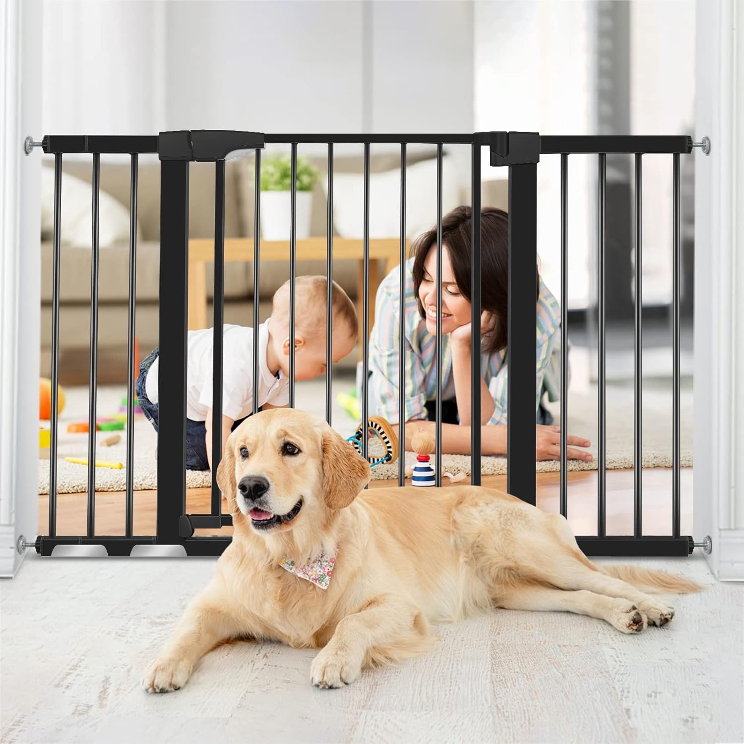 Derson 51.5" Extra Wide Baby Gate for Stairs and Doorways, Auto-Close Safety Dog Gates for The House, Easy Walk Thru Baby Child Gate for Kids and Pets