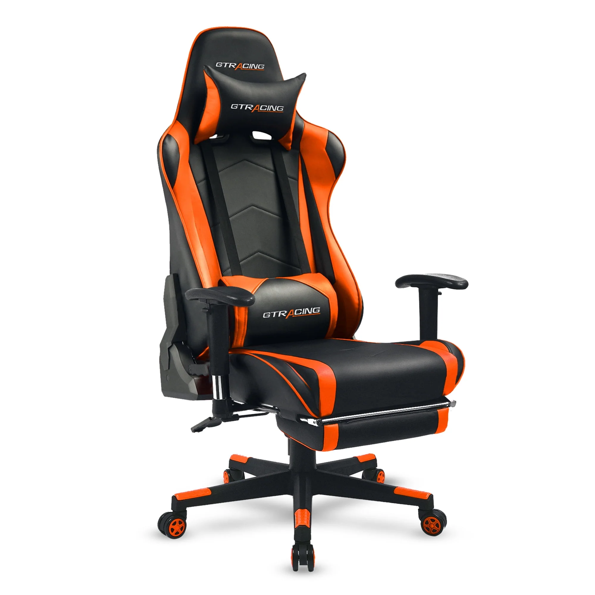GTRACING Gaming Chair Office Chair PU Leather with Footrest & Adjustable Headrest, Red