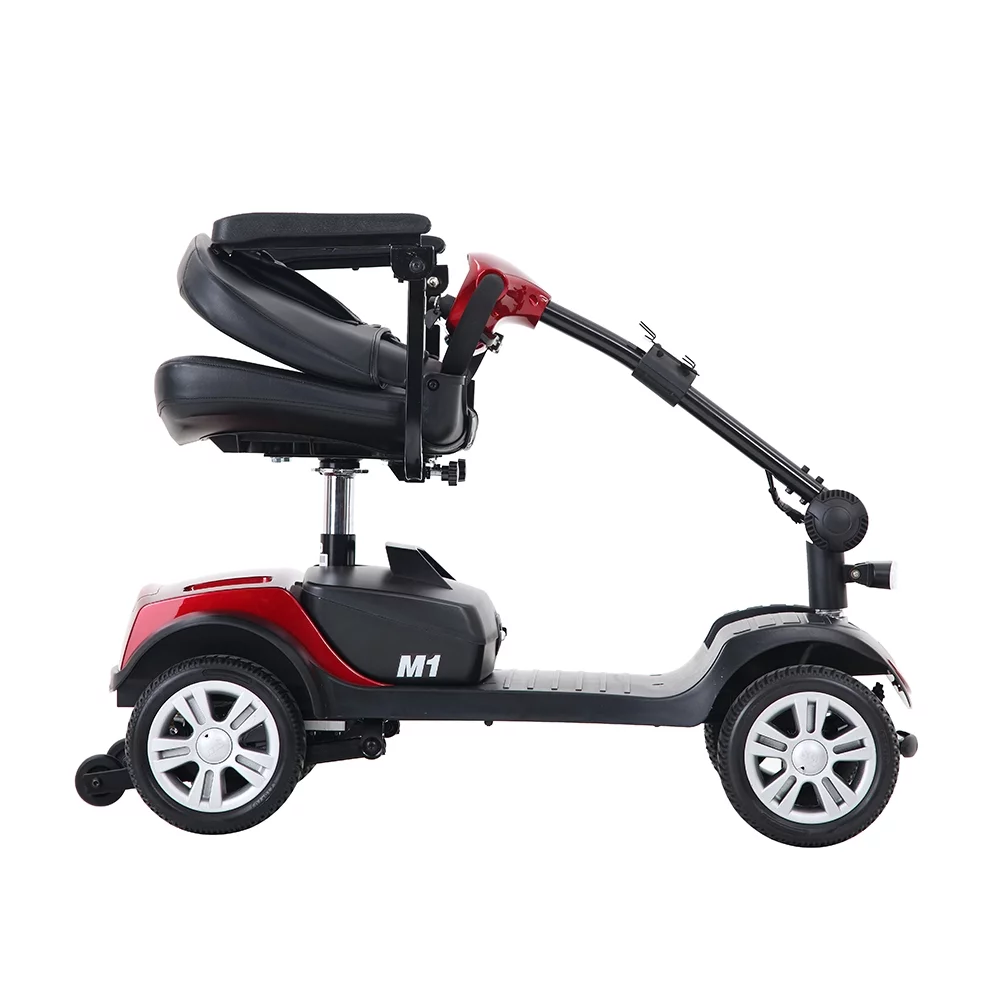 BTMWAY Mobility Scooter, 4 Wheels Electric Scooter for Seniors, Compact Folding Travel Mobility Scooters for Adult, Transformer Mobility Scooter with Swivel Seat, Front and Rear LED Light, Silver