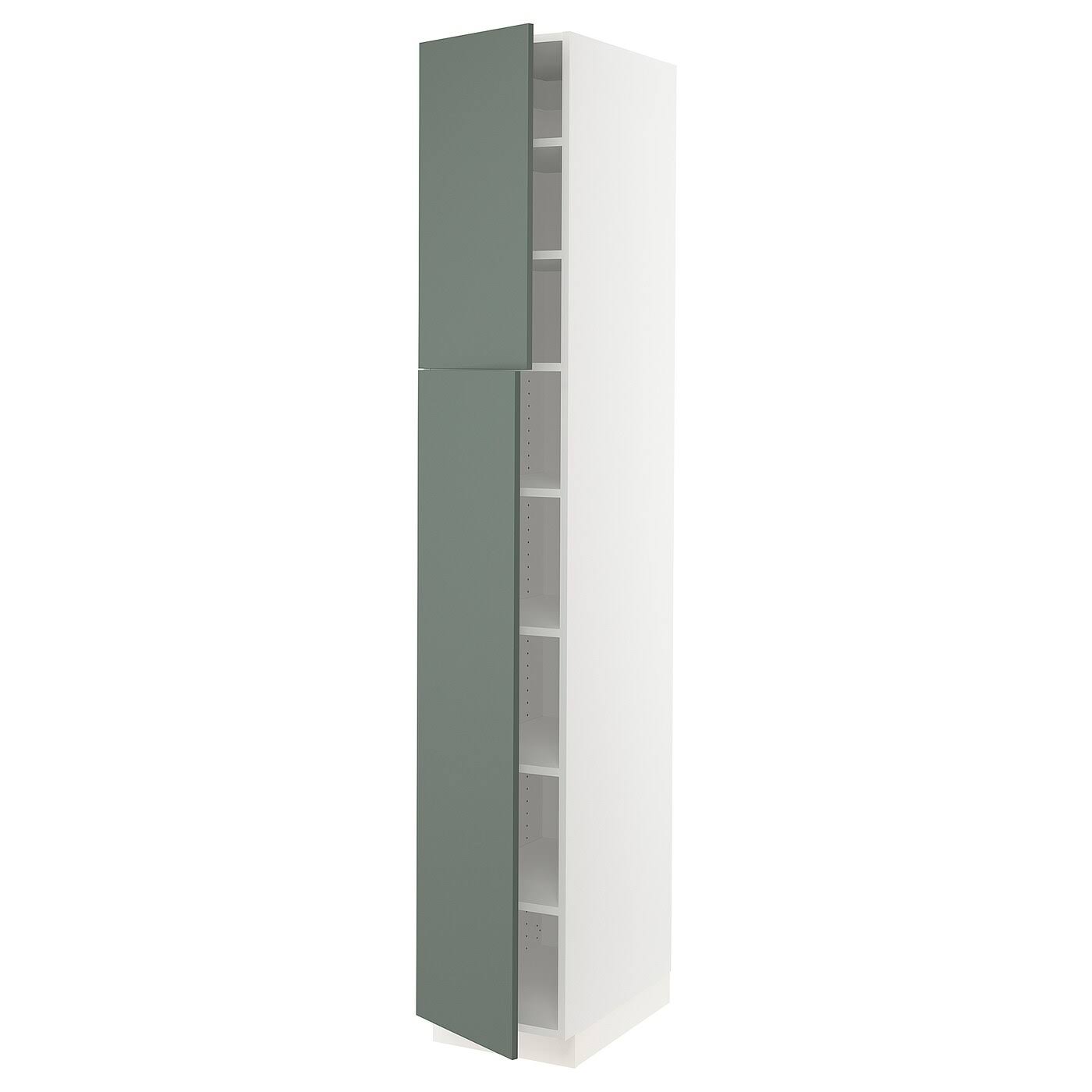 IKEA - SEKTION High Cabinet with shelves/2 Doors, white/Bodarp Gray-Green, 15x24x90 39359955
